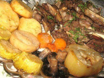 لحم الريش مع الخضار المشوي‎‎