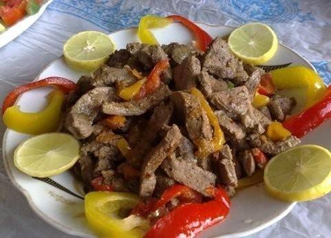 كبده الضأن بالخضروات ‎‎