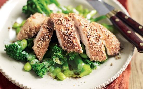 الدجاج باللوز والثوم‎‎