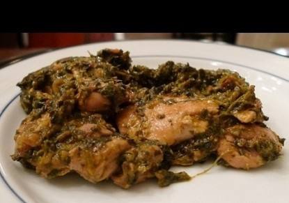 الدجاج بالسبانخ والكاري ‎‎