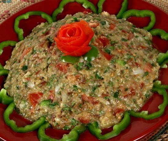 طريقة عمل البابا غنوج المتبل باللحم المفروم‎‎