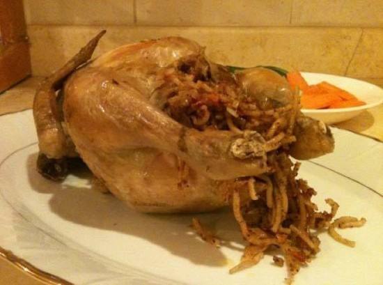 طريقة عمل دجاج محشى بالاسباجيتي ‎‎