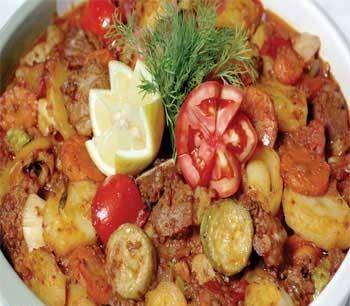 طاجن كوسا باللحم والحمص‎‎