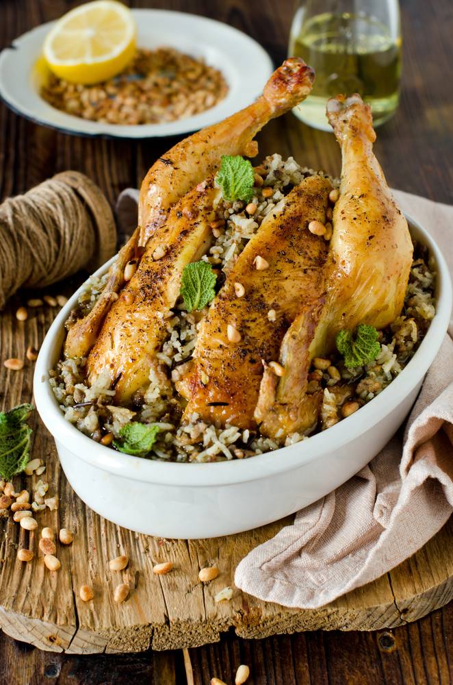 دجاج محشي بالأرز المبهر واللحم المفروم‎‎