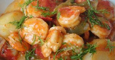 صينية الجمبري بالبطاطس ‎‎