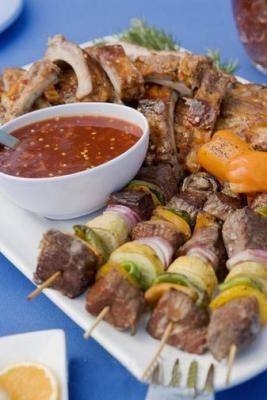 أسياخ اللحم الضأن بالطماطم والخلطة‎‎