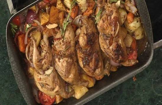 صينية السمان بالخضروات‎‎