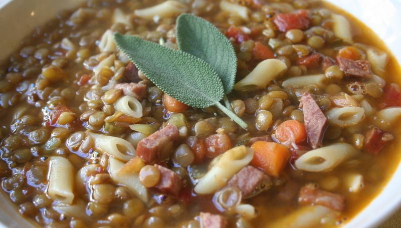 طريقة عمل حساء الباستا والعدس الإيطالي‎‎