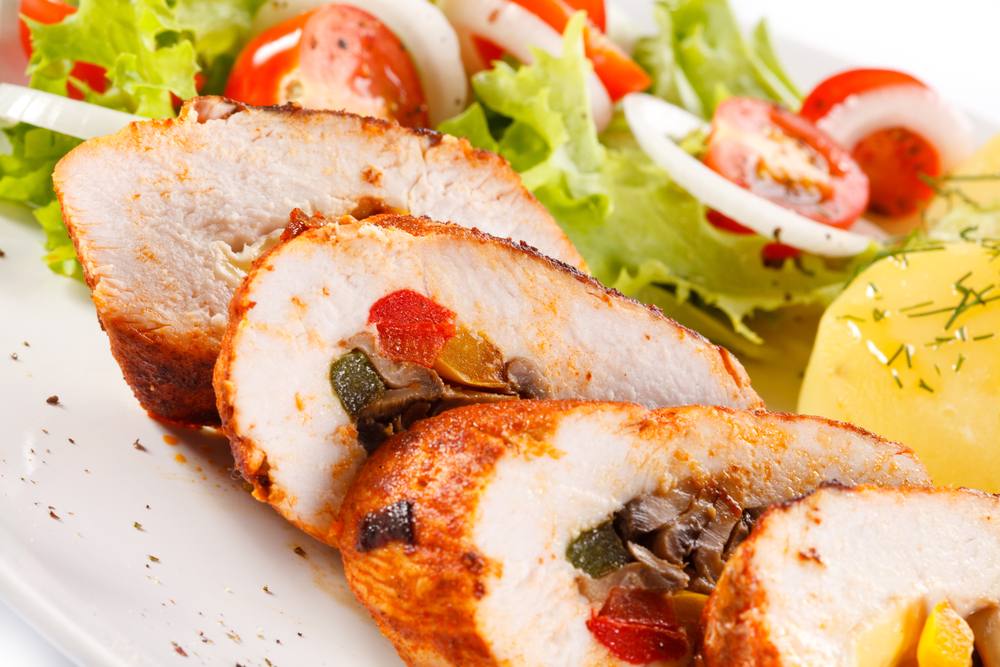 طريقة عمل صدور دجاج محشية خضروات‎‎