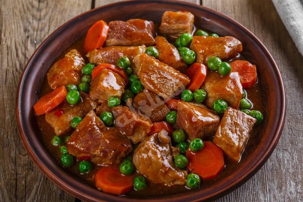 طريقة عمل اللحم بالبسلة والجزر‎‎